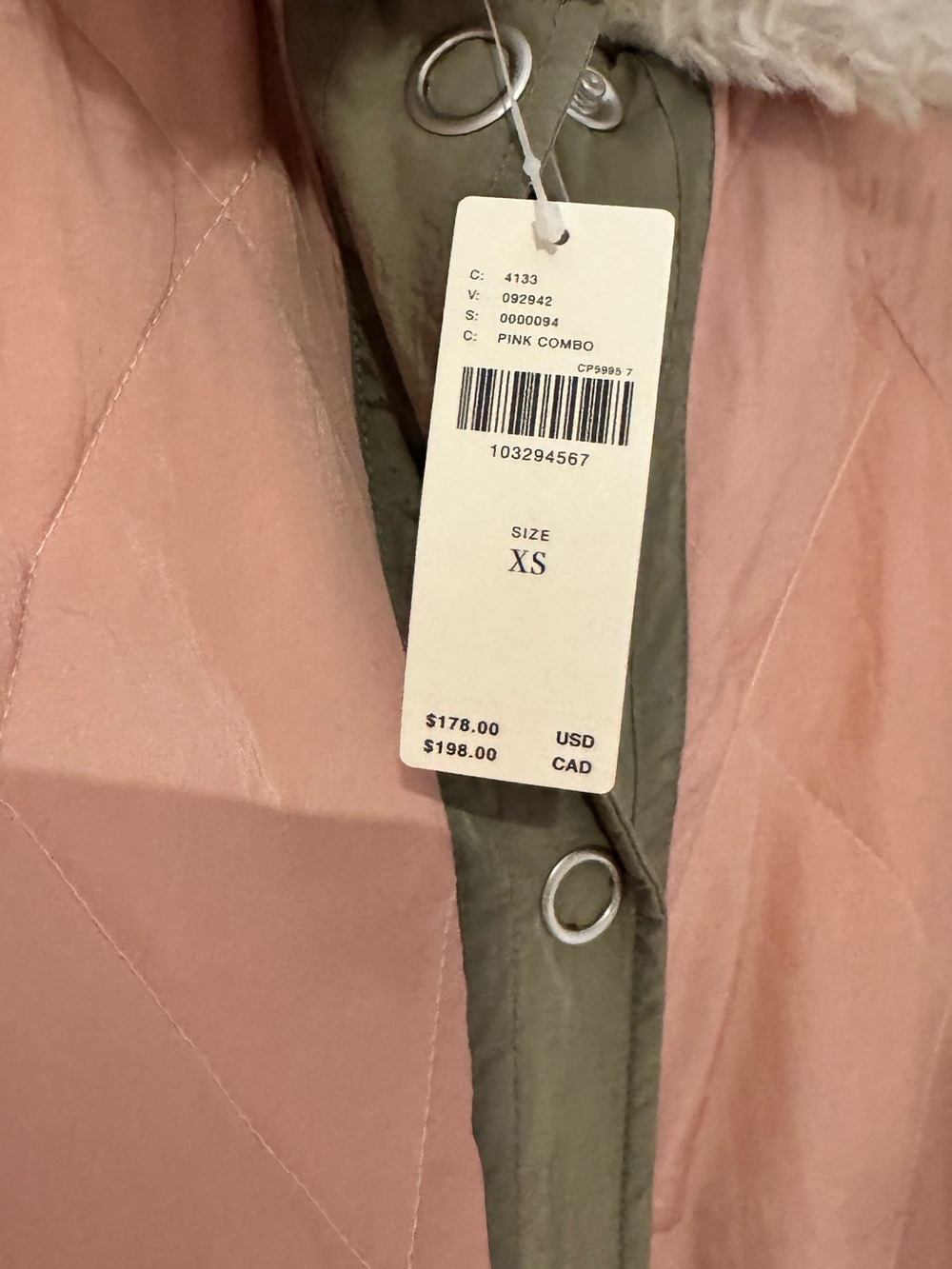 NWT Pilcro Sherpa Fleece Collar Quilted Liner Coat - Picture 9 of 9